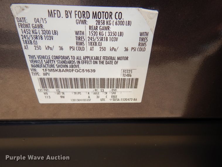 image for item DE4136 2015 Ford Explorer Police Interceptor SUV