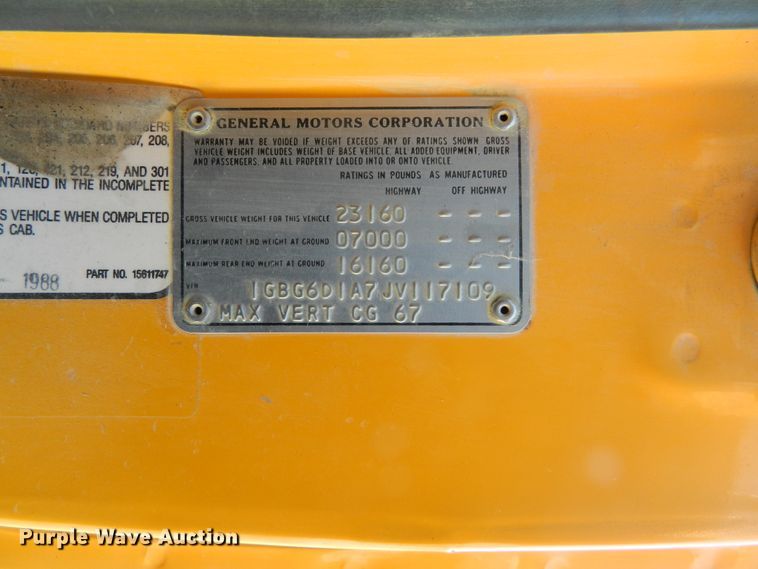 image for item DE4365 1988 Chevrolet C50 dump truck