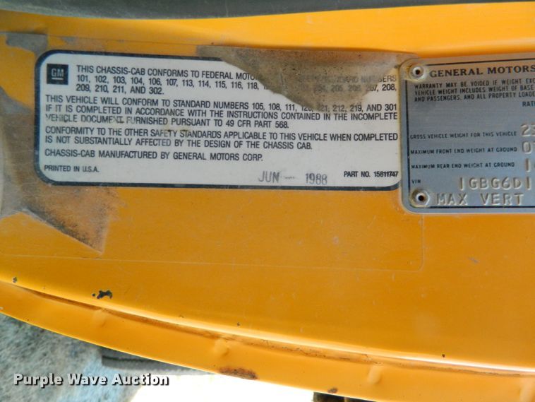 image for item DE4365 1988 Chevrolet C50 dump truck