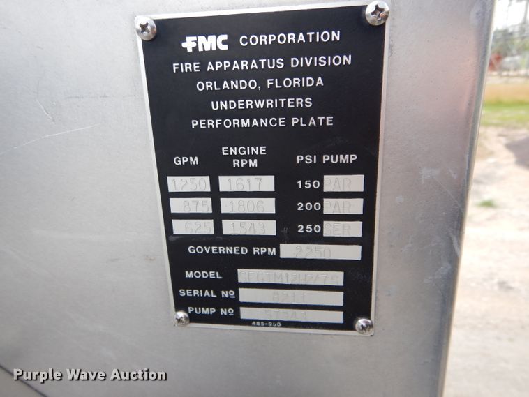 image for item DE8522 1988 Spartan GA26-2142 fire truck