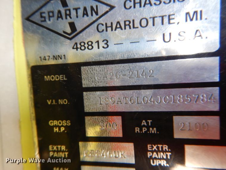 image for item DE8522 1988 Spartan GA26-2142 fire truck