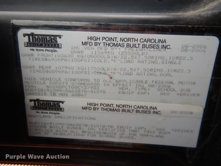 image for item DG5858 2008 Freightliner Thomas 310TS school bus