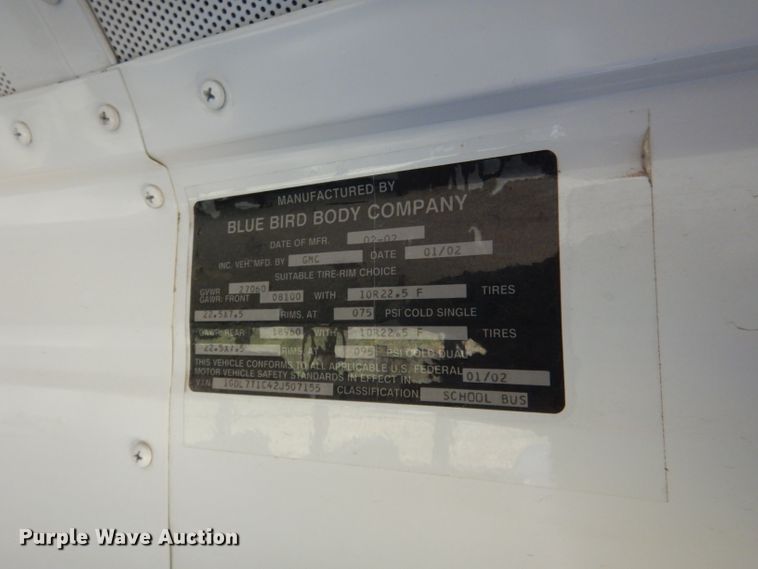 image for item DG5859 2002 GMC Blue Bird CV200G school bus