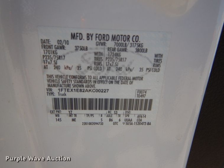 image for item DH2644 2010 Ford F150 SuperCab pickup truck