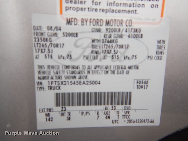 image for item DH2674 2005 Ford F250 Super Duty SuperCab pickup truck