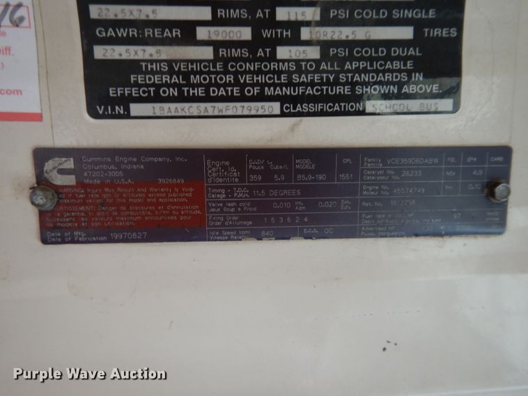 image for item DH3621 1998 Blue Bird TC2000 school bus