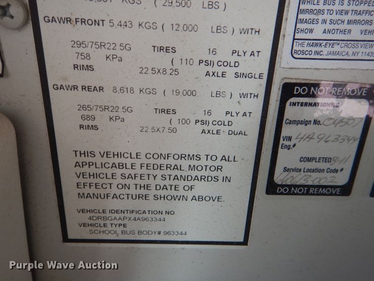 image for item DI2605 2004 International FE300 school bus