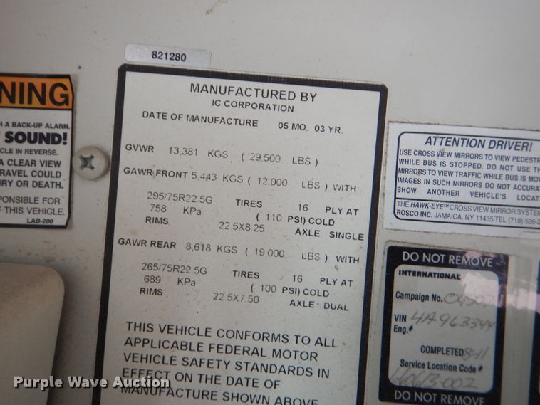image for item DI2605 2004 International FE300 school bus