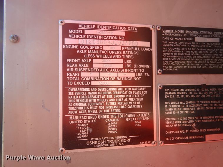 image for item EC9063 1988 Oshkosh P-256-SP spreader truck