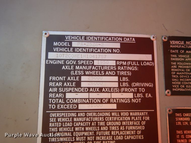 image for item EC9064 1991 Oshkosh PA-2526-2 spreader truck