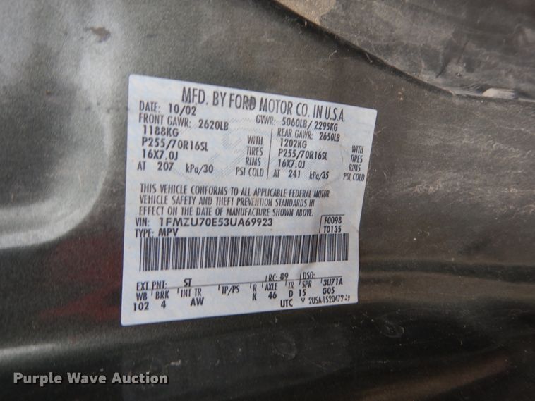 image for item EC9126 2003 Ford Explorer SUV