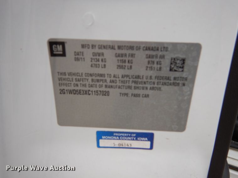 image for item EC9128 2012 Chevrolet Impala Police Cruiser