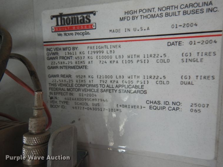 image for item GI9476 2005 Thomas school bus