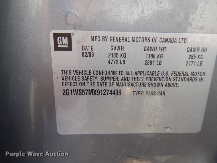 image for item GJ9021 2009 Chevrolet Impala Police Cruiser