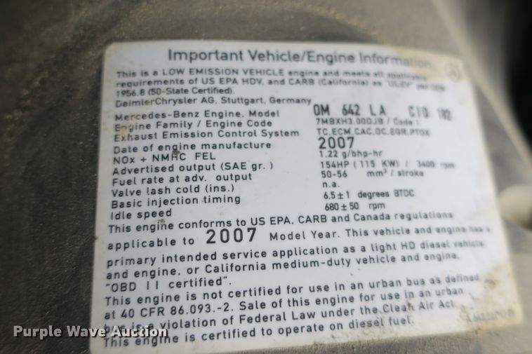 image for item DB10126 2007 Freightliner Sprinter 3500 box truck