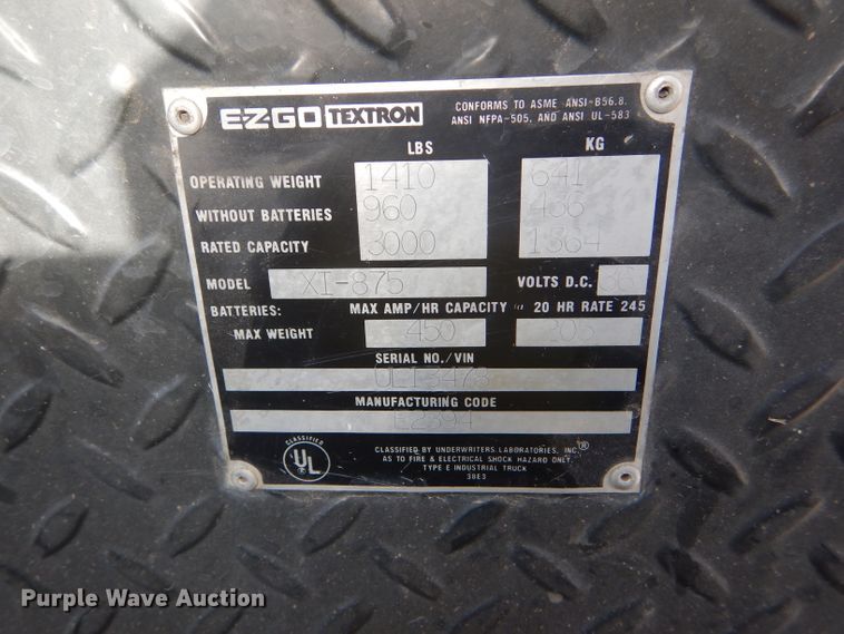 image for item DD4557 Ez-go Textron XI-875 utility cart