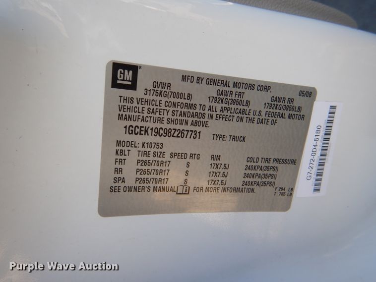 image for item DE4095 2008 Chevrolet Silverado 1500 Ext. Cab pickup truck