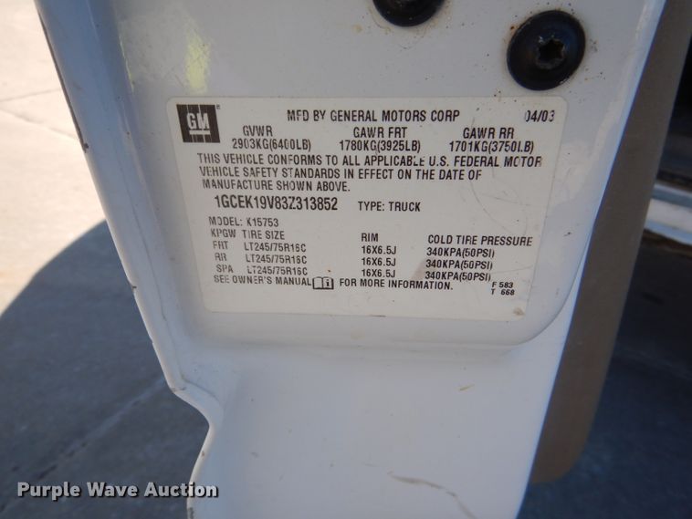 image for item DE4100 2003 Chevrolet Silverado 1500 Ext. Cab pickup truck