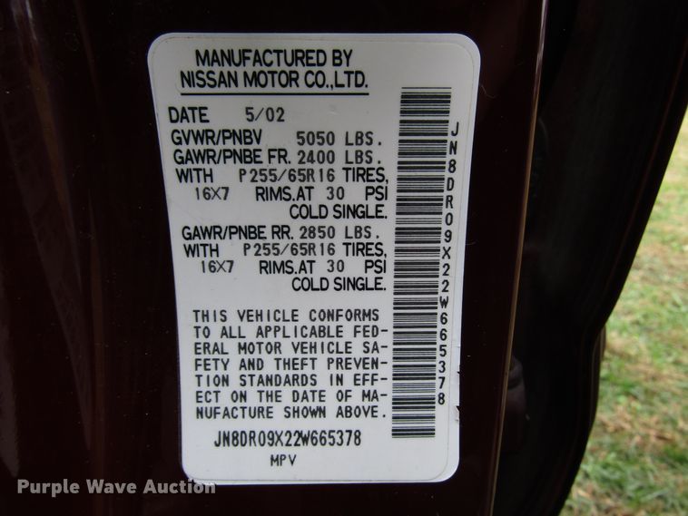 image for item DG6669 2002 Nissan Pathfinder SUV