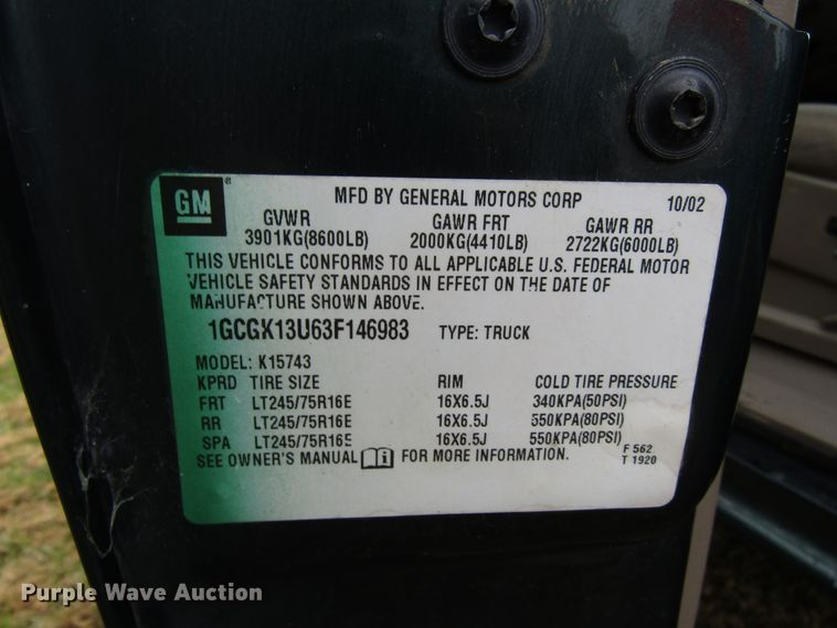 image for item DG6672 2003 Chevrolet Silverado 1500HD Crew Cab pickup truck