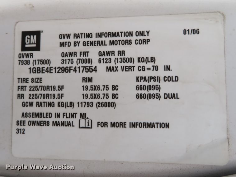 image for item DH1651 2006 Chevrolet C4500 flatbed truck