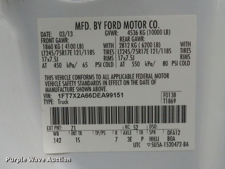 image for item DH1654 2013 Ford F250 Super Duty XL SuperCab pickup truck