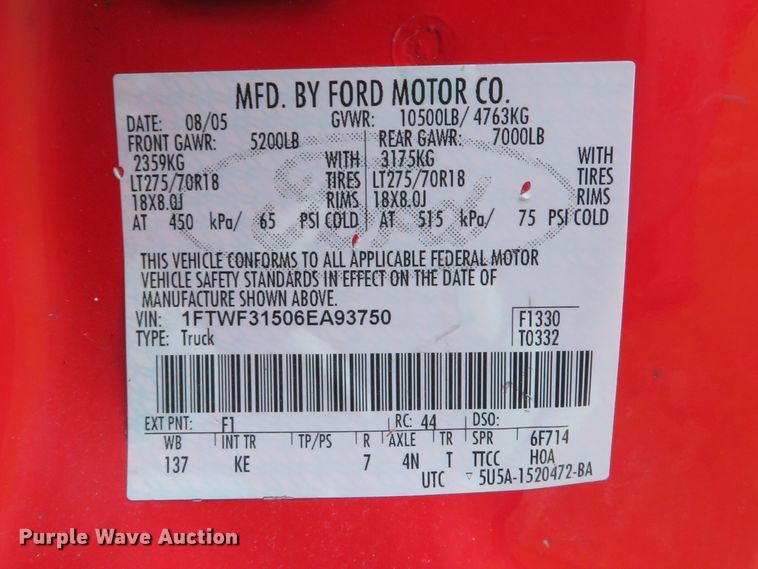 image for item DH1656 2006 Ford F350 Super Duty XL pickup truck