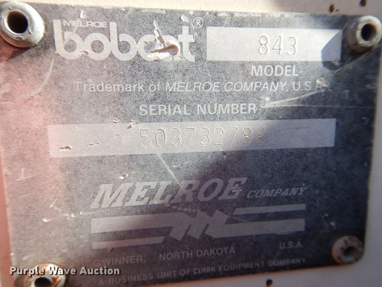 image for item DH2661 1989 Bobcat 843 skid steer