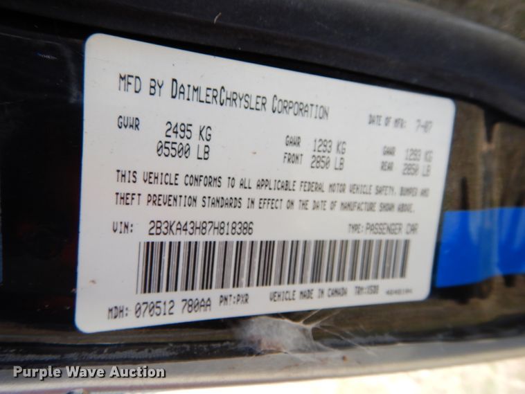 image for item DH3624 2007 Dodge Charger