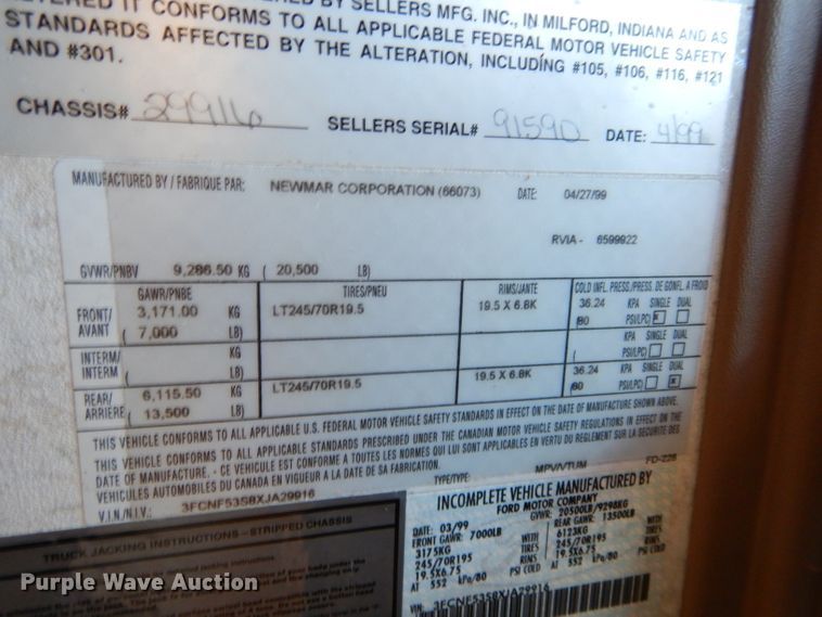 image for item DH3625 1999 Newman Dutch Star RV