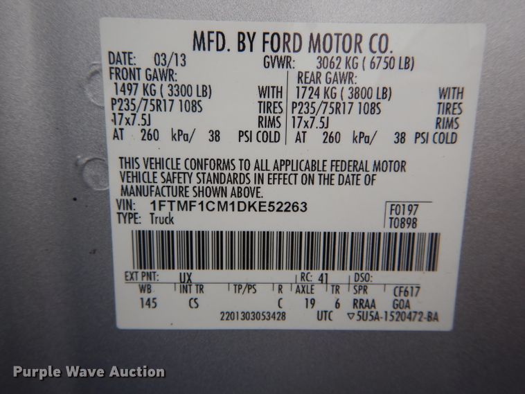 image for item DH6754 2013 Ford F150 XL pickup truck