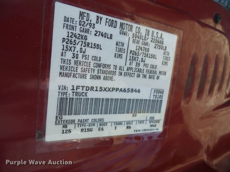 image for item DI0721 1993 Ford Ranger SuperCab pickup truck