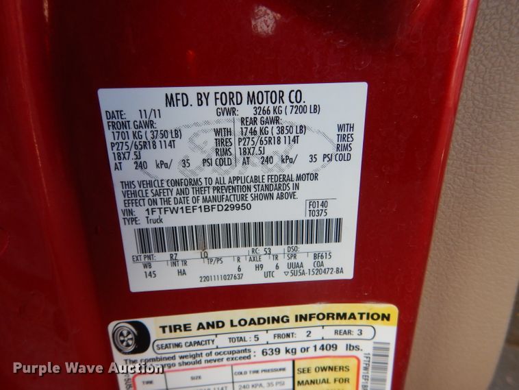 image for item DI2720 2011 Ford F150 Lariat SuperCrew pickup truck