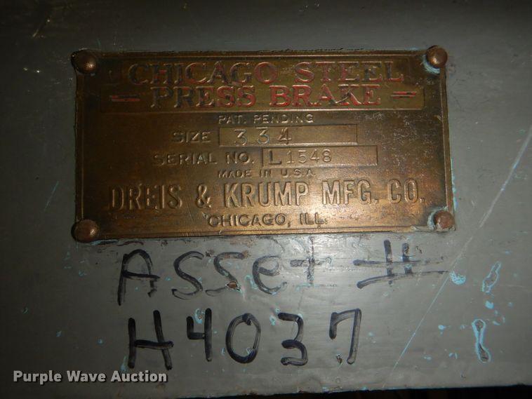 image for item DY9362 Chicago Steel press brake