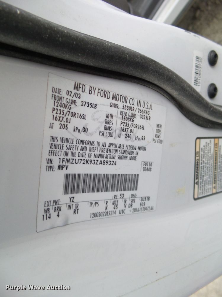 image for item EM9249 2003 Ford Explorer XLS SUV