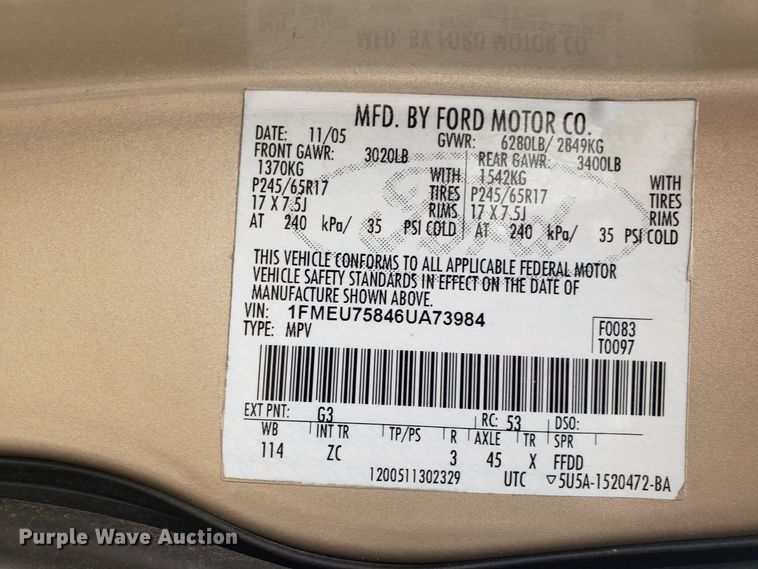 image for item ET9940 2006 Ford Explorer SUV