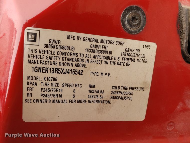 image for item ET9941 1999 Chevrolet Tahoe SUV