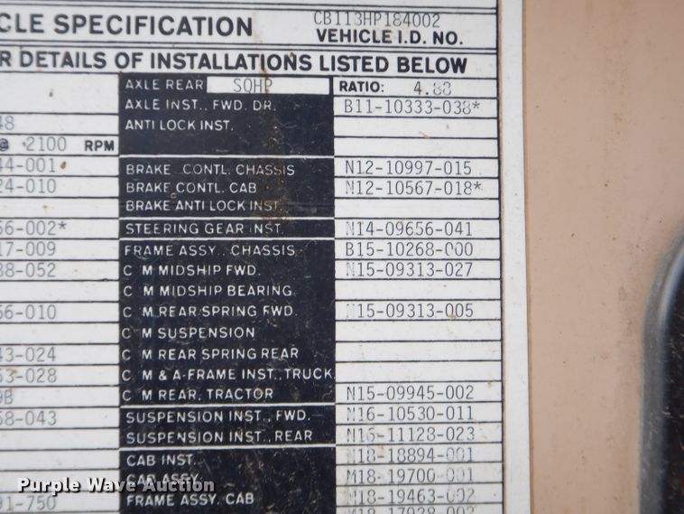 image for item EY9326 1980 Freightliner truck cab and chassis