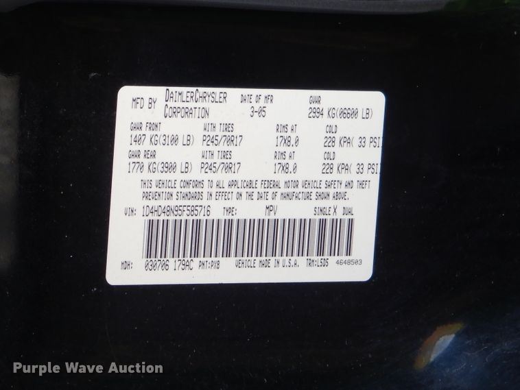 image for item FA9798 2005 Dodge Durango Limited SUV