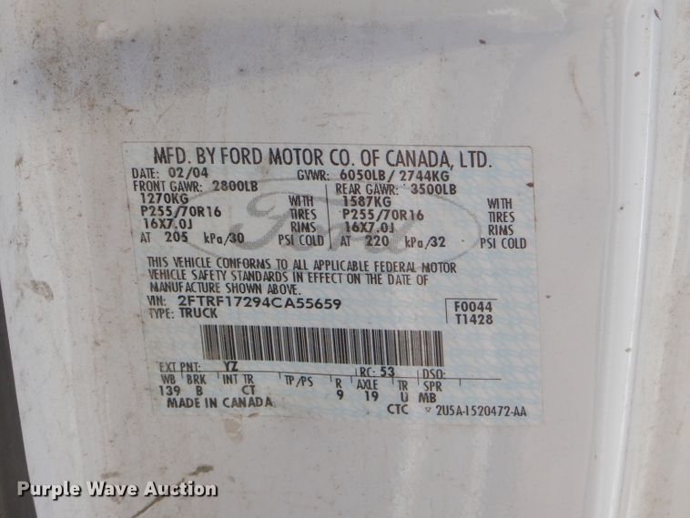 image for item FA9809 2004 Ford F150 pickup truck