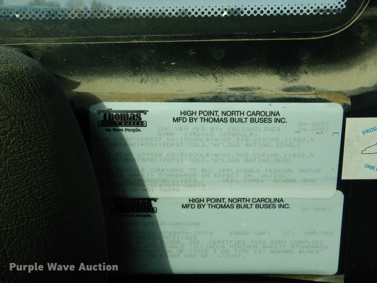 image for item FA9825 2008 Freightliner Thomas school bus