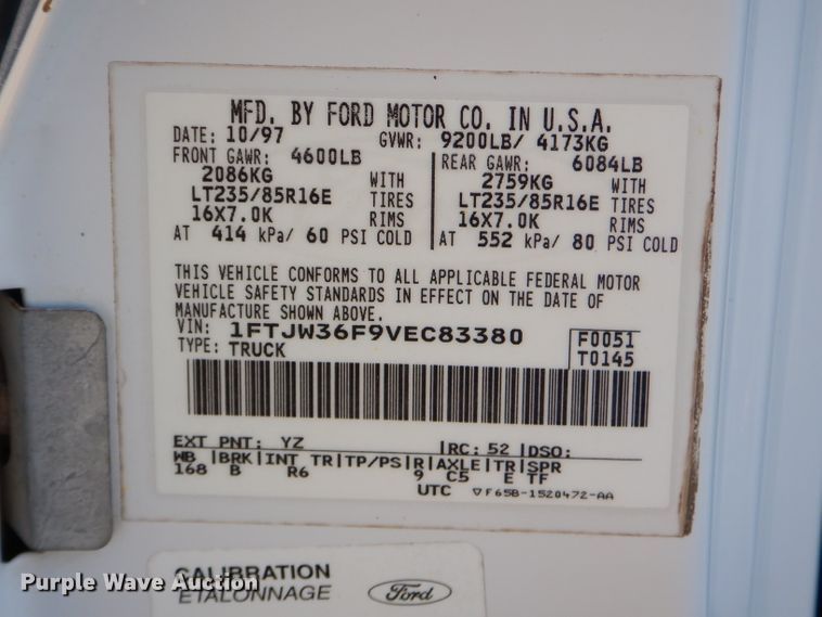 image for item FA9826 1997 Ford F350 XLT Crew Cab pickup truck