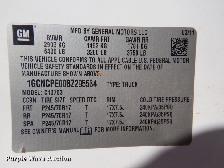 image for item FF9001 2011 Chevrolet Silverado 1500 pickup truck