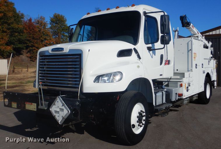 image for item FF9087 2012 Freightliner Business Class M2 utility bed truck with crane