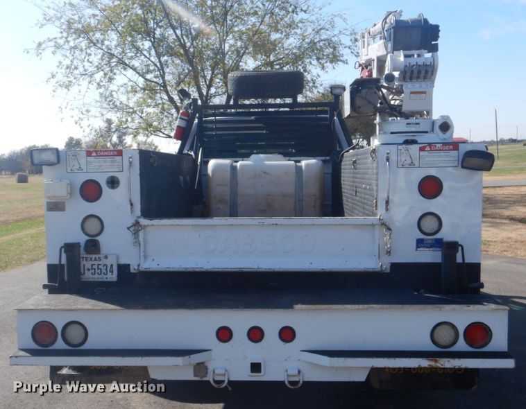 image for item FF9089 2014 Ford F350 Super Duty SuperCab utility bed pickup truck with crane