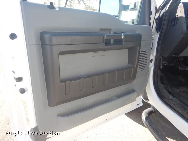 image for item FF9089 2014 Ford F350 Super Duty SuperCab utility bed pickup truck with crane