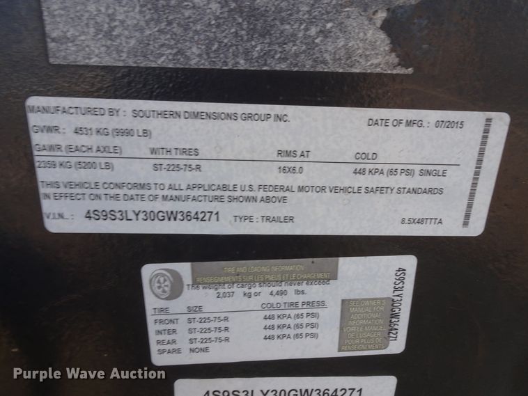 image for item GC9071 2015 Southern Dimensions car carrier trailer