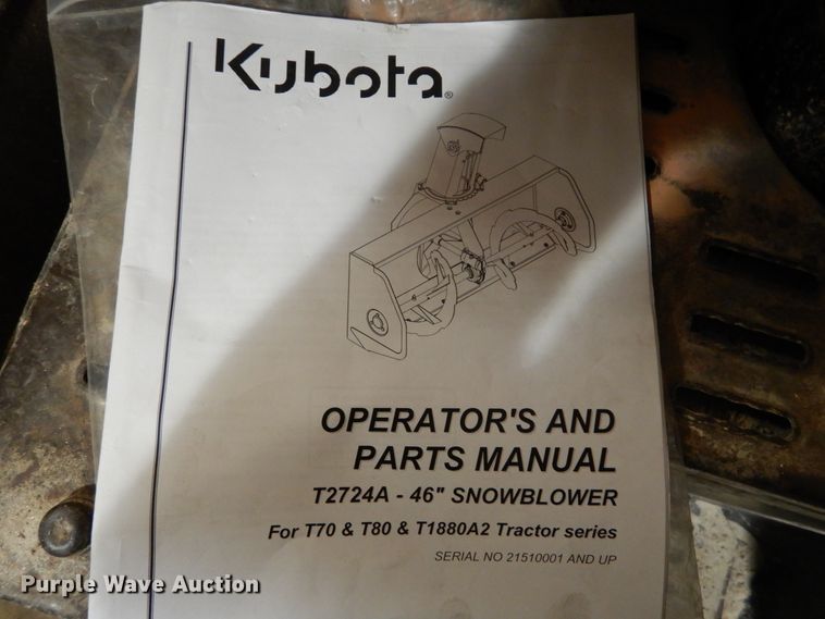 image for item GC9391 Kubota T2834 snow blower