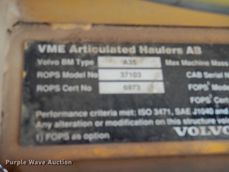 image for item DF2589 1993 Volvo A35 haul truck