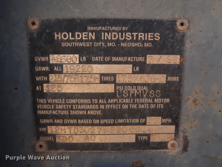 image for item DG4232 1998 Holden TDO40 equipment trailer